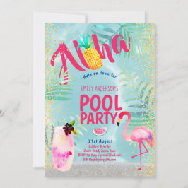 Tropisch POOL FEEST Flamingo Ananas Aloha Luau Kaart