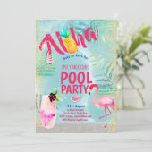 Tropisch POOL FEEST Flamingo  Ananas Aloha Luau Kaart (Staand voorkant)