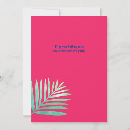 Tropisch POOL FEEST Flamingo  Ananas Aloha Luau Kaart (Achterkant)