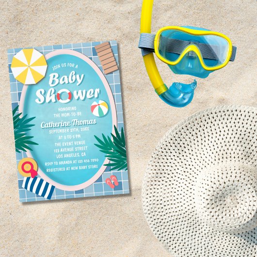 Tropisch Pool Feest Zomer Baby Borrel Kaart