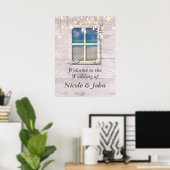 Tropisch Poster Beach Window White Wood Banner  (Thuiskantoor)