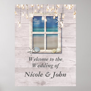 Tropisch Poster Beach Window White Wood Banner