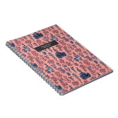 Tropisch Preppy Blue- en Coral Pattern Notitieboek (Rechterzijde)