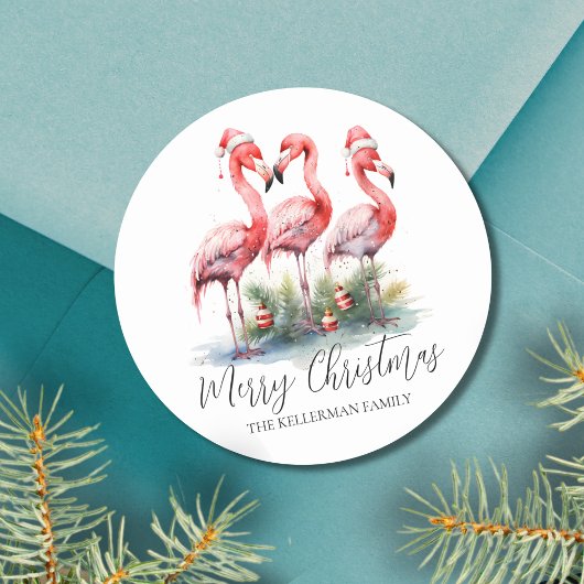Tropisch Prettig Kerstfeest Ronde Sticker