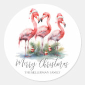 Tropisch Prettig Kerstfeest Ronde Sticker (Voorkant)