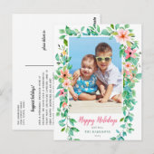 Tropisch Prettige feestdagen 1-Foto Floral Briefkaart (Voorkant / Achterkant)