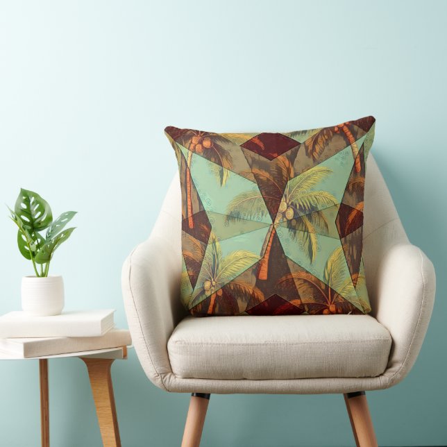Tropisch Prisma – Abstract Geometrisch Palm Ontwer Kussen (Stoel)