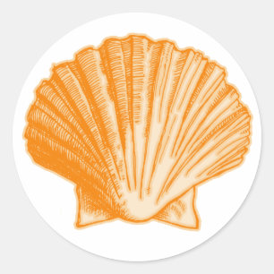 Tropisch Protea Oranje Zee Shell Ronde Sticker