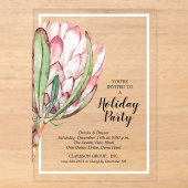 Tropisch Protea Vakantie Kerstfeest Acryl Uitnodigingen (Voorkant)