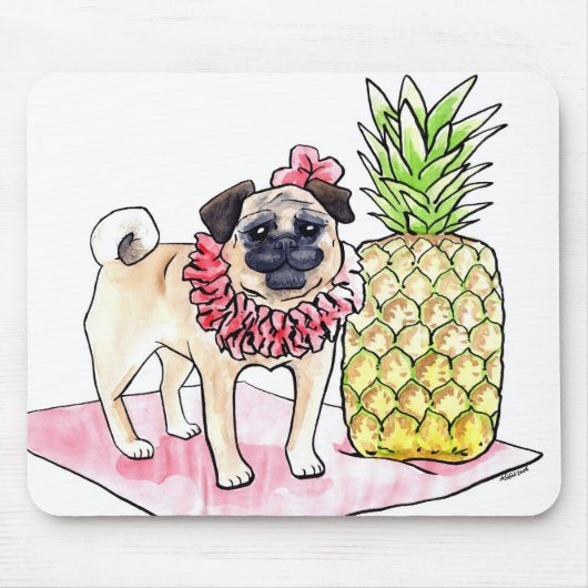 Tropisch Pug Mousepad Muismat (Voorkant)