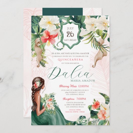 Tropisch Quinceanera Birthday Kaart (Voorkant / Achterkant)