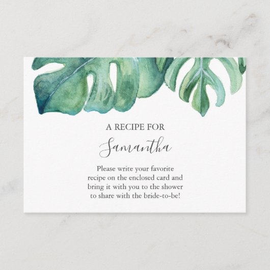 Tropisch recept voor de bruid informatiekaartje (Voorkant)