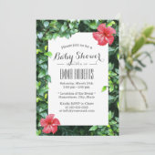 Tropisch Red Hibiscus Flowers Baby shower Kaart (Staand voorkant)