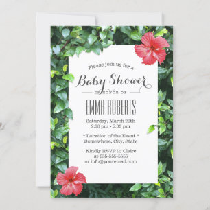 Tropisch Red Hibiscus Flowers Baby shower Kaart