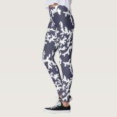 Tropisch Reef Blauw Wit Koraal Print Leggings (Links)