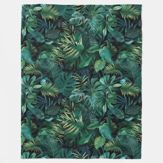 Tropisch regenwoud bladeren fleece deken (Voorkant)