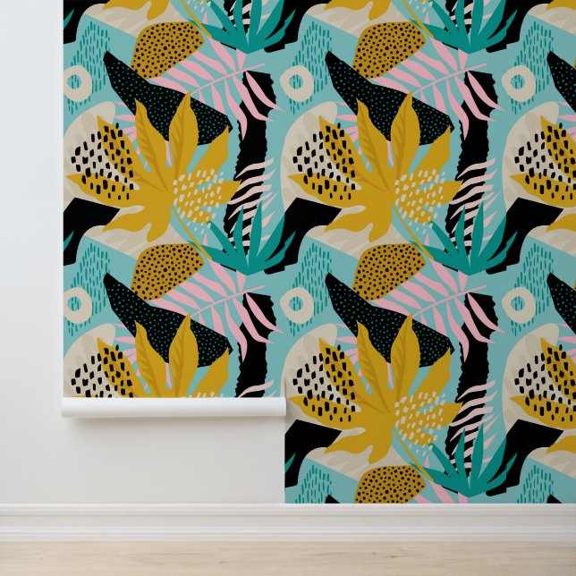 Tropisch regenwoud bladeren patroon behang (Applicatie)