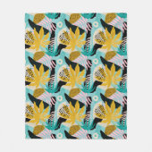 Tropisch regenwoud bladeren patroon fleece deken (Voorkant)