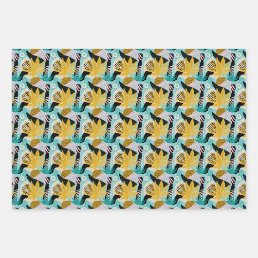 Tropisch regenwoud bladeren patroon inpakpapier vel (Voorkant 2)