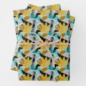 Tropisch regenwoud bladeren patroon inpakpapier vel (In situ)