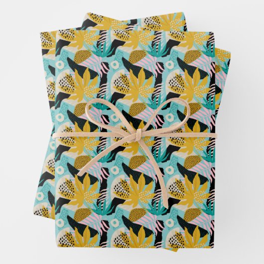 Tropisch regenwoud bladeren patroon inpakpapier vel (In situ)