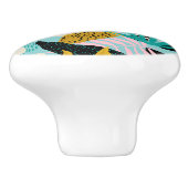 Tropisch regenwoud bladeren patroon keramische knop (Zijkant)