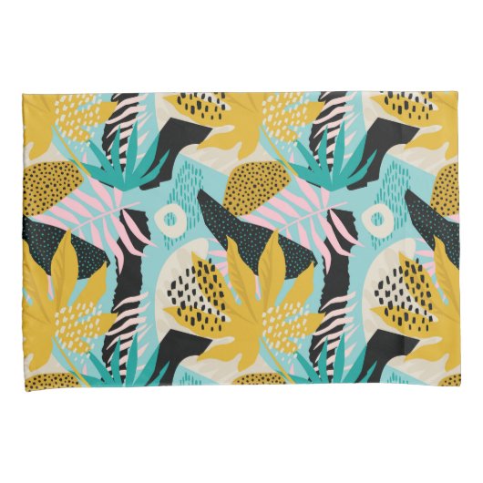 Tropisch regenwoud bladeren patroon kussensloop (Voorkant-Rechts)