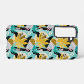 Tropisch regenwoud bladeren patroon samsung galaxy hoesje (Achterkant horizontaal)