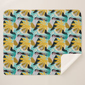 Tropisch regenwoud bladeren patroon sherpa deken (Voorkant (horizontaal))