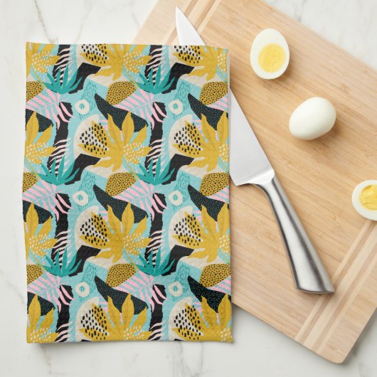 Tropisch regenwoud bladeren patroon theedoek (Quarter Fold)