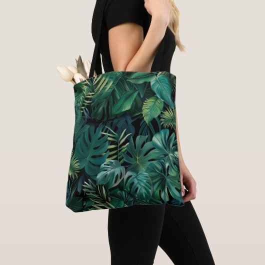 Tropisch regenwoud bladeren tote bag (Dichtbij)
