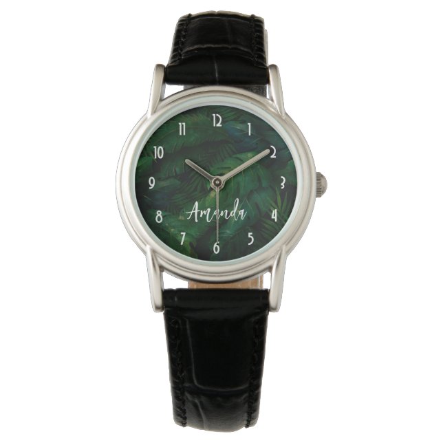 Tropisch regenwoud Bladgroen Bladgroen Bladgroen Horloge (Voorkant)