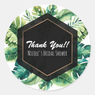 Tropisch Regenwoud Eiland Bladeren Elegant Favor Ronde Sticker