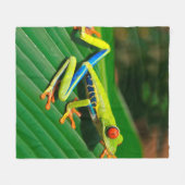 Tropisch regenwoud groene rode rode boomkikker fleece deken (Voorkant (Horizontaal))