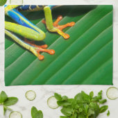 Tropisch regenwoud groene rode rode boomkikker theedoek (Gevouwen)