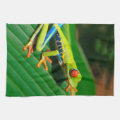 Tropisch regenwoud groene rode rode boomkikker theedoek (Horizontaal)