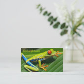 Tropisch regenwoud groene rode rode boomkikker visitekaartje (Staand voorkant)