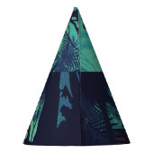 Tropisch regenwoud, jaguar avond achtergrond. feesthoedjes (Achterkant)