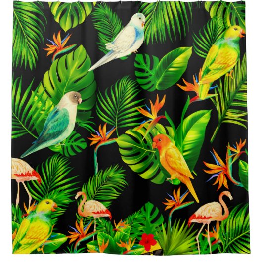 Tropisch regenwoud laat vogels douchegordijn (Voorkant)