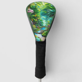 Tropisch regenwoud met bomen en bloemen golfheadcover
