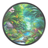 Tropisch regenwoud met bomen en bloemen hockey puck (Voorkant)