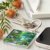 Tropisch regenwoud met bomen en bloemen sleutelhanger (Voorkant Rechts)