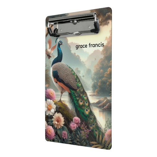 Tropisch regenwoud met pauw mini klembord (Angled2)