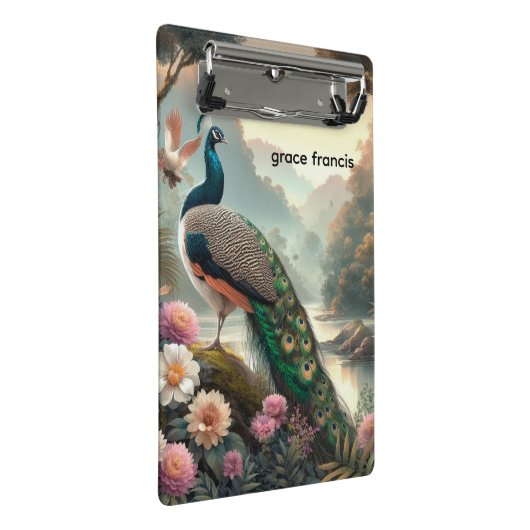 Tropisch regenwoud met pauw mini klembord (Schuin)