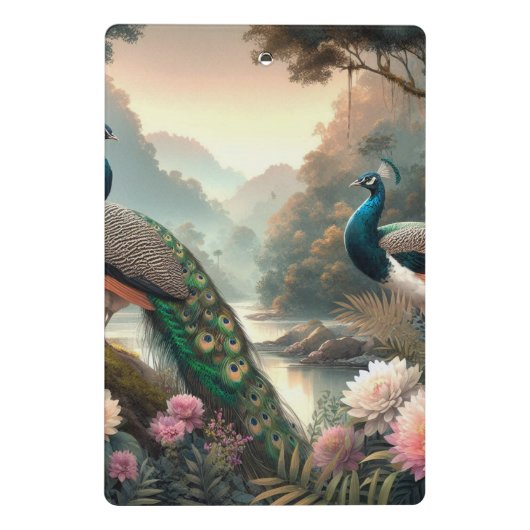 Tropisch regenwoud met pauw mini klembord (Achterkant)