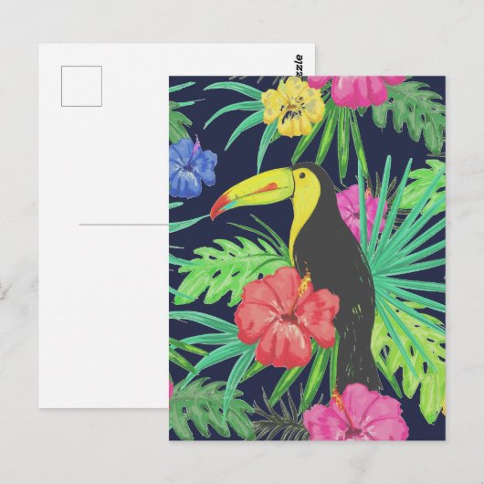Tropisch regenwoud met tucan en bladeren briefkaart (Voorkant / Achterkant)