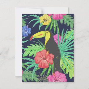 Tropisch regenwoud met tucan en bladeren briefkaart