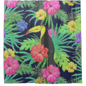 Tropisch regenwoud met tucan en bladeren douchegordijn (Voorkant)