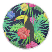 Tropisch regenwoud met tucan en bladeren keramische knop (Voorkant)