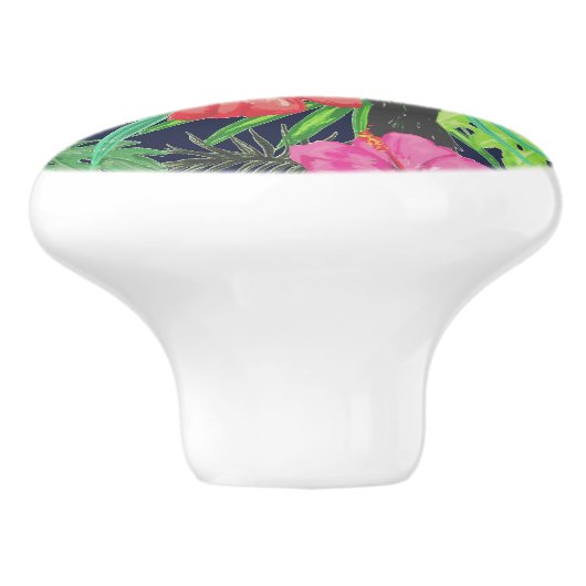 Tropisch regenwoud met tucan en bladeren keramische knop (Zijkant)